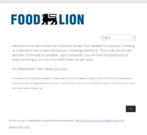 Talktofoodlion.com - Win $500 - Food Lion Survey